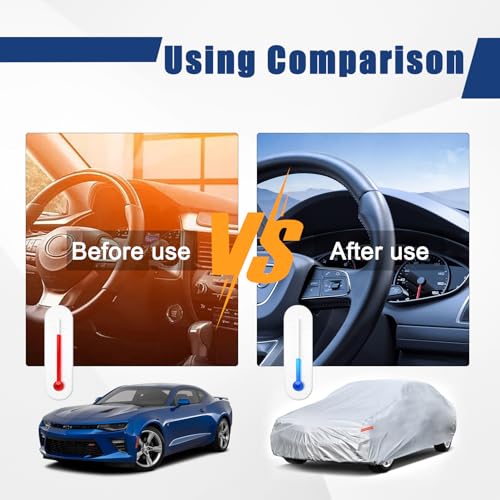 Kayme 6 Layers Car Cover Custom Fit for Chevrolet Chevy Camaro (2010-2025) Waterproof All Weather for Automobiles, Outdoor Full Cover Rain Sun UV Protection.Sliver - Image 4