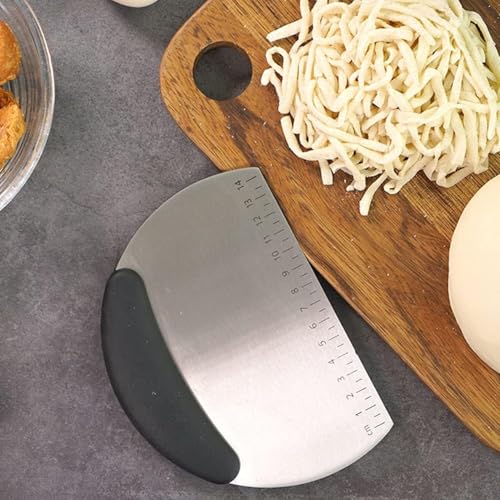 Trifecta Dough Scraper, Stainless Steel Dough Cutter and Pizza Cutter with Measurement Guide, Multipurpose Bench Scraper for Cutting Bread with Non-Slip Handle (Black, Pack of 1) - Image 3