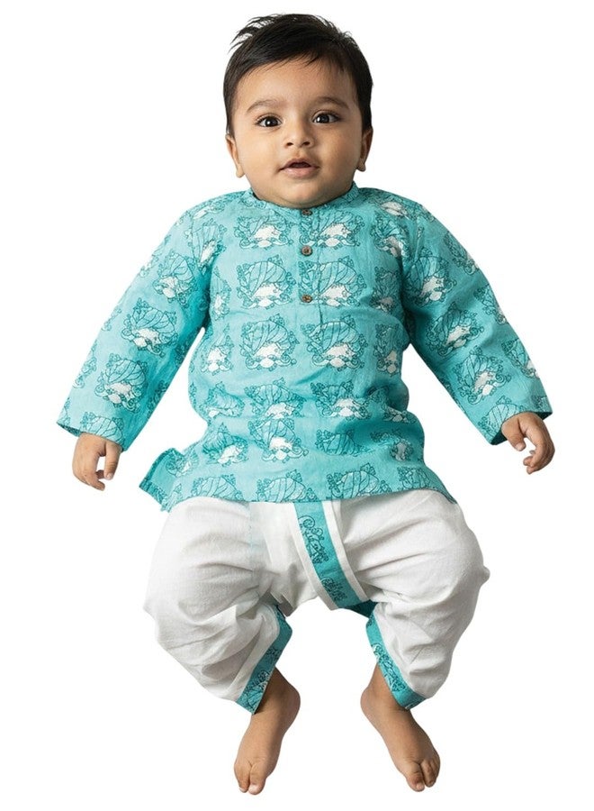 POLKA TOTS Cotton Full Sleeve Printed Kurta Dhoti For Infant & Toddlers | Ethnic Wear For Festival & Wedding & Functions (Print: Tribal Print, 2-3 Y) - Image 1