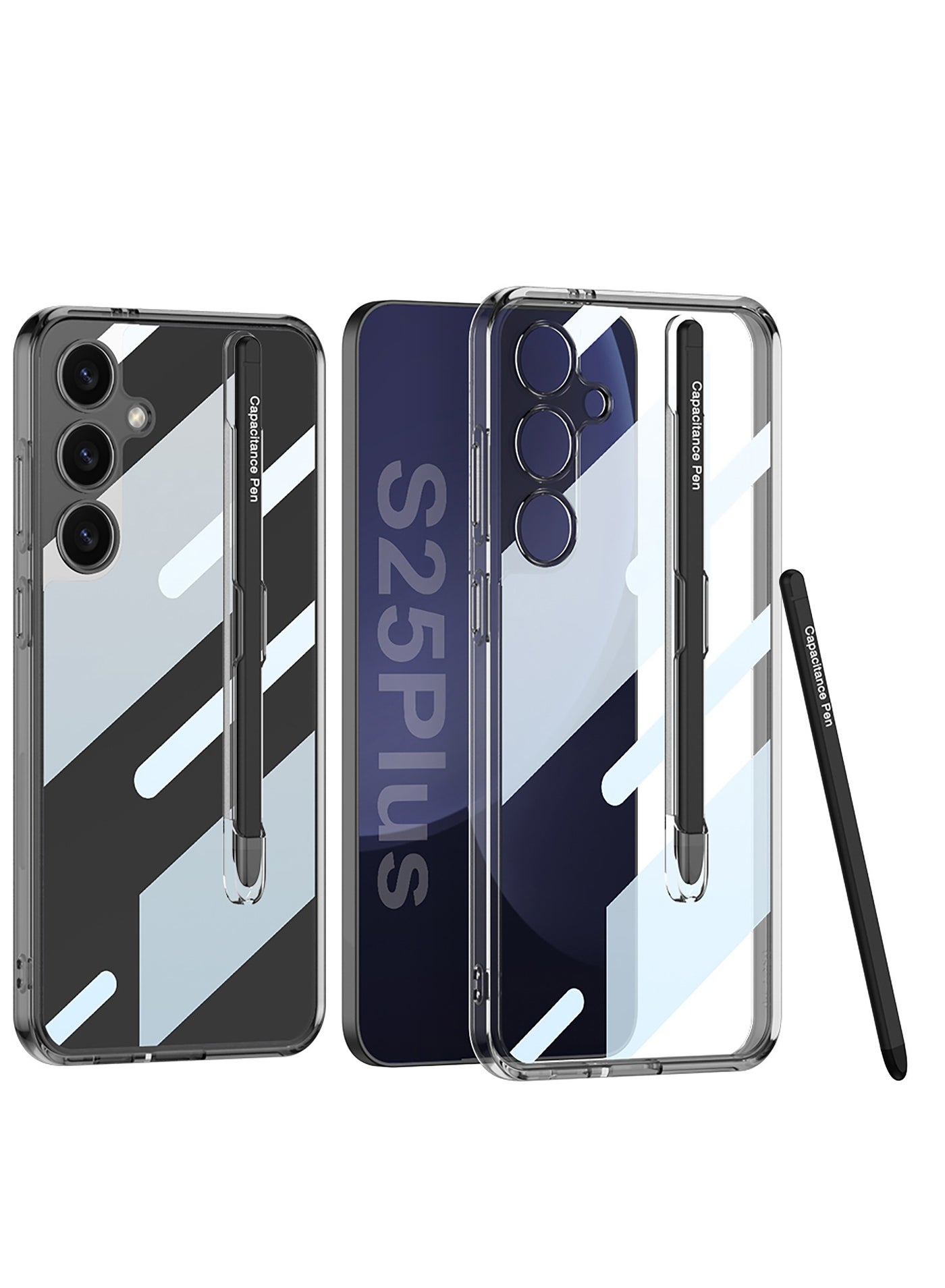 GKK Transparent Crystal Protection Case Compatible with Samsung Galaxy S25 Plus (2025) All in 1 [S Pen Holder & S Pen] Anti-Yellowing, Shockproof Full Coverage Slim and Hard Phone Cover - S Pen includ
