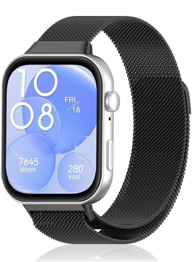 حَبْل تِك مناسب لساعة Huawei Watch Fit 3/Fit 4/Fit 4 Pro بحزام ساعة معدني بحلقة مغناطيسية ميلانيزية - Image 1