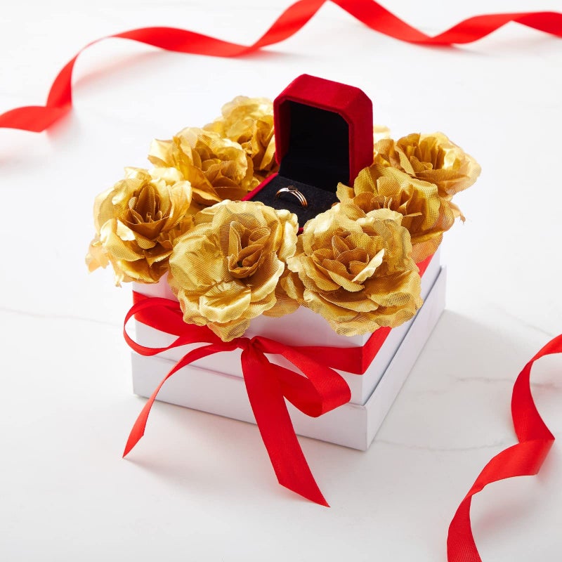 Bright Creations Gold Flowers Artificial Roses - 50-Pack, 3 in, Stemless Silk Rose Heads for Home & Wedding Decor & Faux Bouquets & Floral Accents - Image 2