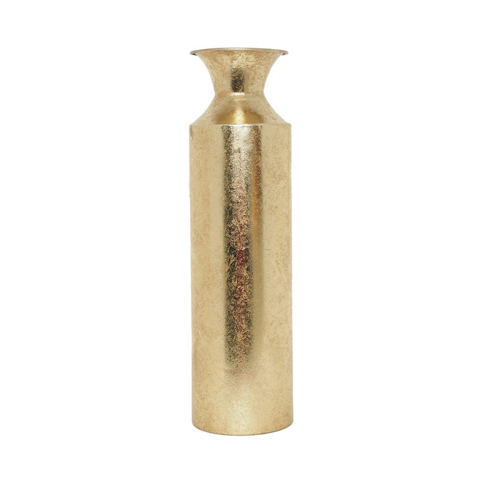 16 HIGH GOLD METAL DECORATIVE TALL FLOOR VASE METALLIC CENTERPIECE VASES FOR FLORAL ARRANGEMENTS HOME DECORATION FLOWER BUCKET VASES FOR GIFT SPA REIKI MEDITATION SETTINGS O5 SET OF 1