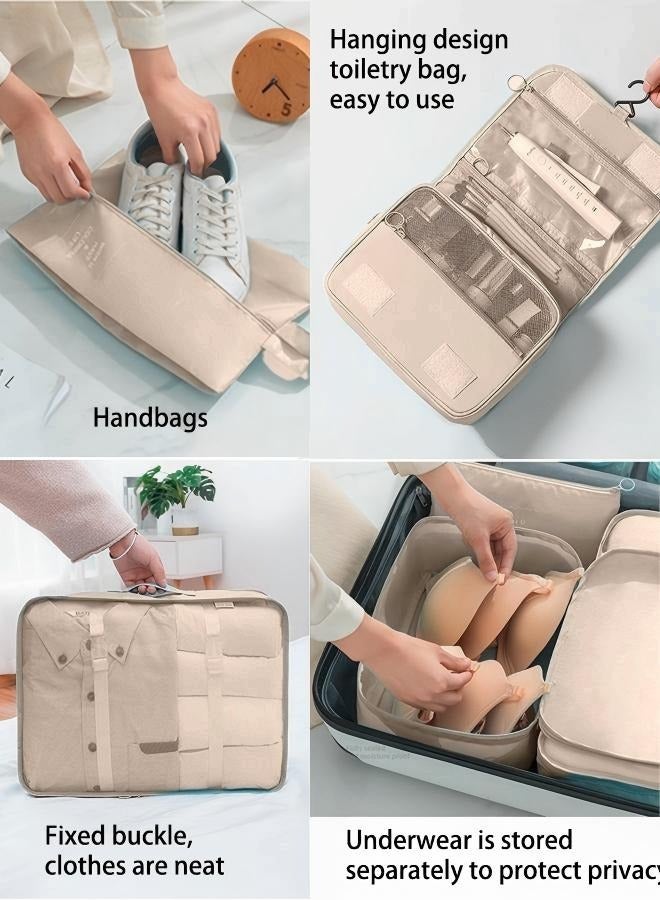 11 Set Packing Cubes for Suitcases, Travel Essentials for Carry on, Luggage Organizer Bags Set for Travel Accessories , Beige - Image 3
