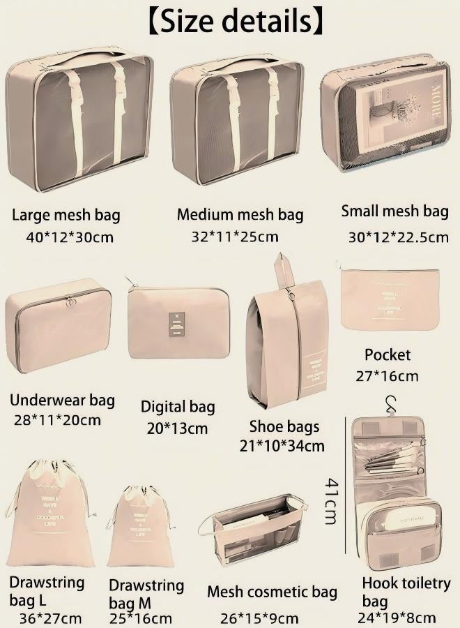 11 Set Packing Cubes for Suitcases, Travel Essentials for Carry on, Luggage Organizer Bags Set for Travel Accessories , Beige - Image 5