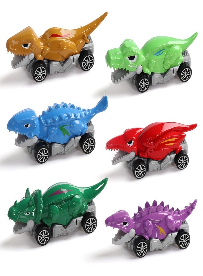 Fajiabao Dinosaur Toys for Kids 3-5 6 Pcs Mini Alloy Body Dinosaur Toys Cars Friction Powered Car Toys for 3 4 5 6 7 Year Old Boys Girls Party Favors, Prizes, Christmas Birthday Gifts - Image 1