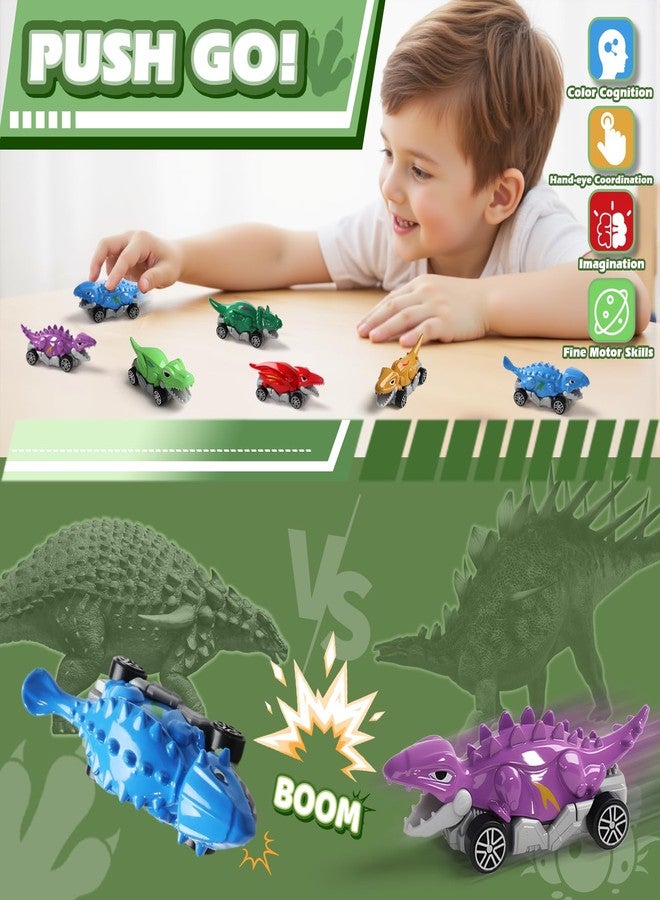 Fajiabao Dinosaur Toys for Kids 3-5 6 Pcs Mini Alloy Body Dinosaur Toys Cars Friction Powered Car Toys for 3 4 5 6 7 Year Old Boys Girls Party Favors, Prizes, Christmas Birthday Gifts - Image 4