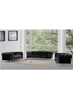 "MAB FURNISHINGS Luxury 6-Seater L-Shape Sectional Sofa with Rolled Arms in Velvet Classic Chesterfield Sofa Set | for Home, Living Room, and Office (Black)" - pzsku/Z4883A1B1FEFBED056C22Z/45/_/1714324889/f2c82a75-e5a8-45b2-8131-87333f24de11