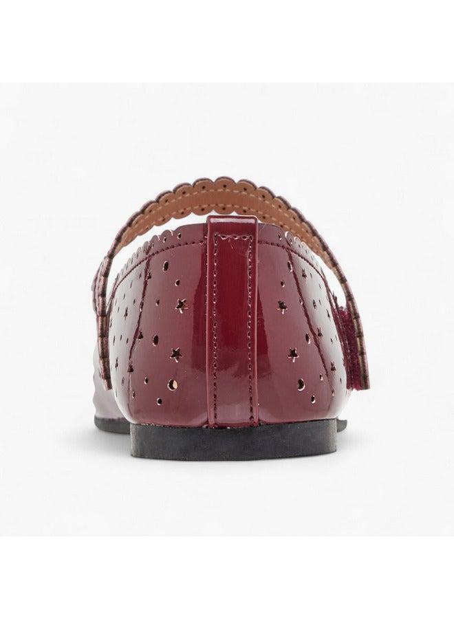 جونيورز حذاء باليرينا بناتي بتفاصيل مقصوصة وإغلاق بشريط لاصق - Image 5