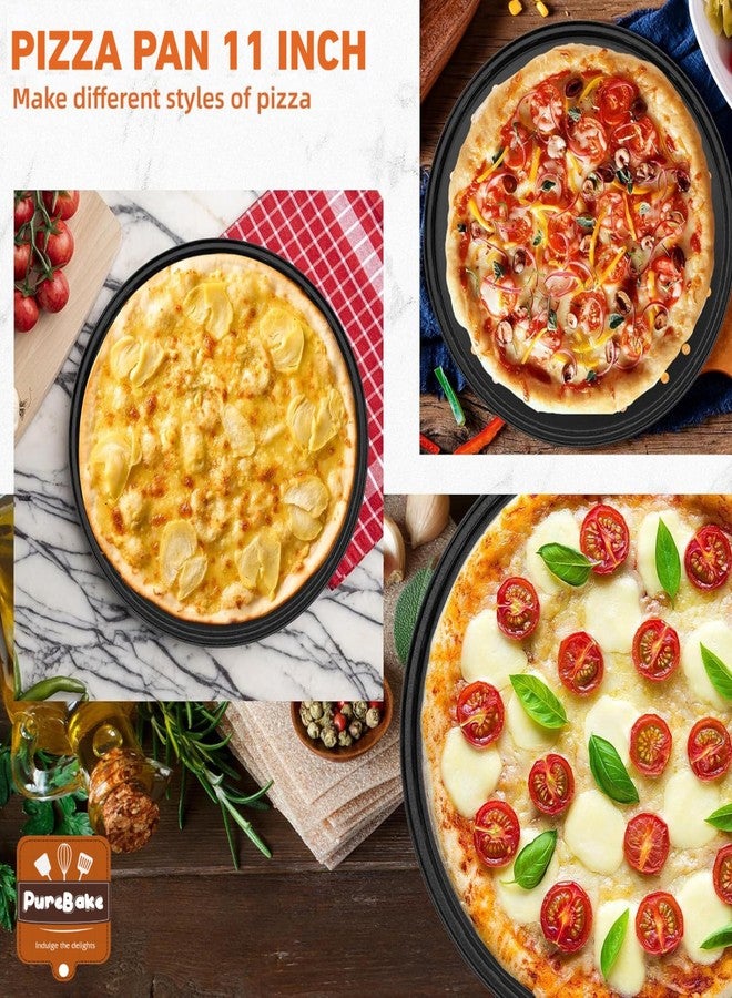 PureBake صينية بيتزا PureBake مقاس 11 بوصة بفتحات - صينية بيتزا غير لاصقة للفرن - صينية خبز بيتزا دائرية مثقبة من الفولاذ الكربوني، أدوات خبز بيتزا للمنزل والمطاعم والمطابخ، أسود - Image 5