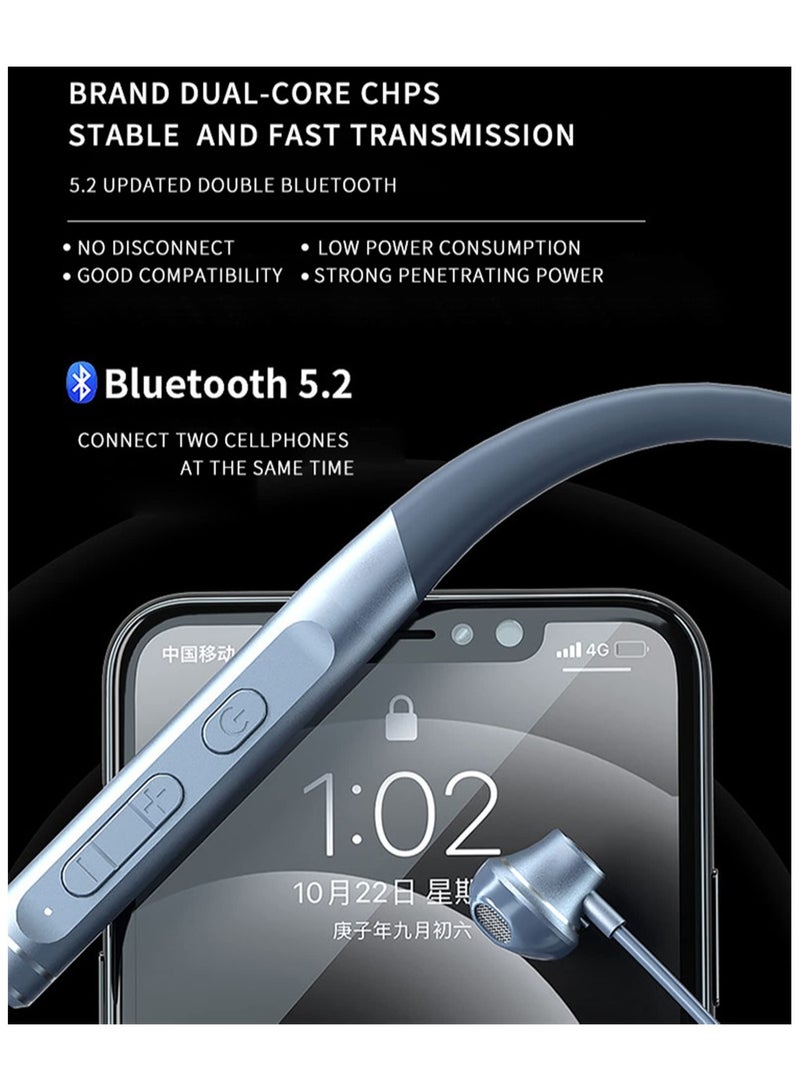 SYOSI Neckband Bluetooth Headphones, Wireless Earbuds with Microphone Flashlight Around The Neck Waterproof Sport Headset Noise Cancelling Ear Buds 120H Playtime for Running Cycling - Image 5