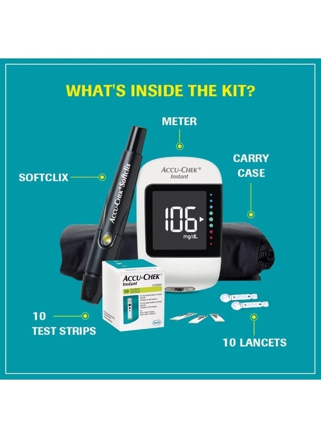 أكيو تشك ACCU CHEK INSTANT BUNDLE : METER + 50 INSTANT STRIPS + 10 INSTANT FREE STRIPS + PEN + 10 LANCETS + BATTERY + CARRY CASE - Image 3