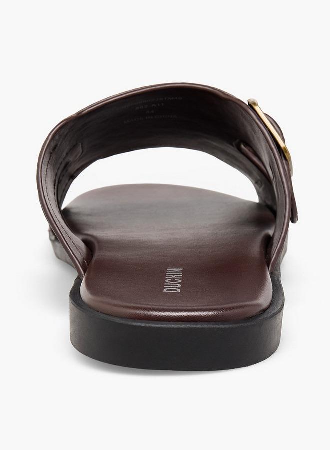 DUCHINI Men Textured Buckle Accent Sandals - Image 5