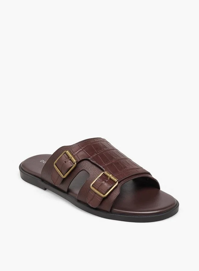 دوتشيني Men Textured Buckle Accent Sandals