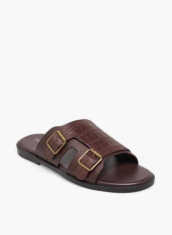 DUCHINI Men Textured Buckle Accent Sandals - Image 2