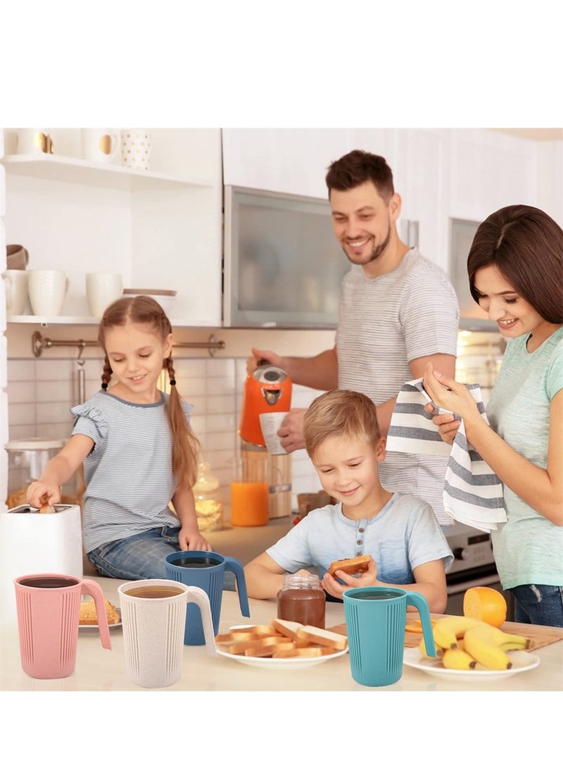 KASTWAVE Reusable Plastic Cup, Unbreakable Wheat Drinking Cup, Coffee Mugs with Handles, Eco Friendly Healthy Multi color Set of 4, Great for Kids Children and Adults, Dishwasher and Microwave Safe - Image 5