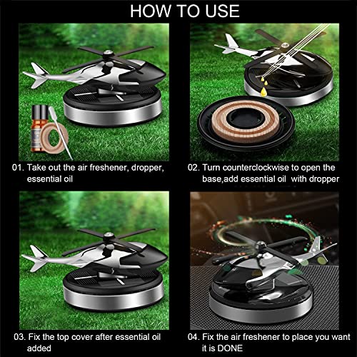 Tusmad Car Air Freshener, Helicopter Solar Energy Rotating Aromatherapy Aviation Al Alloy Diffuser, Interior Decoration Accessories Diffuser Air Freshener Solor Multicolor, Oil - Image 4