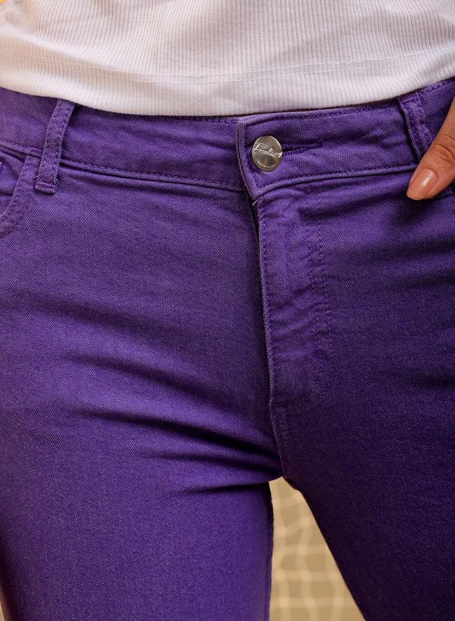 مرفوعة Women Bootcut Solid High-Rise Jeans