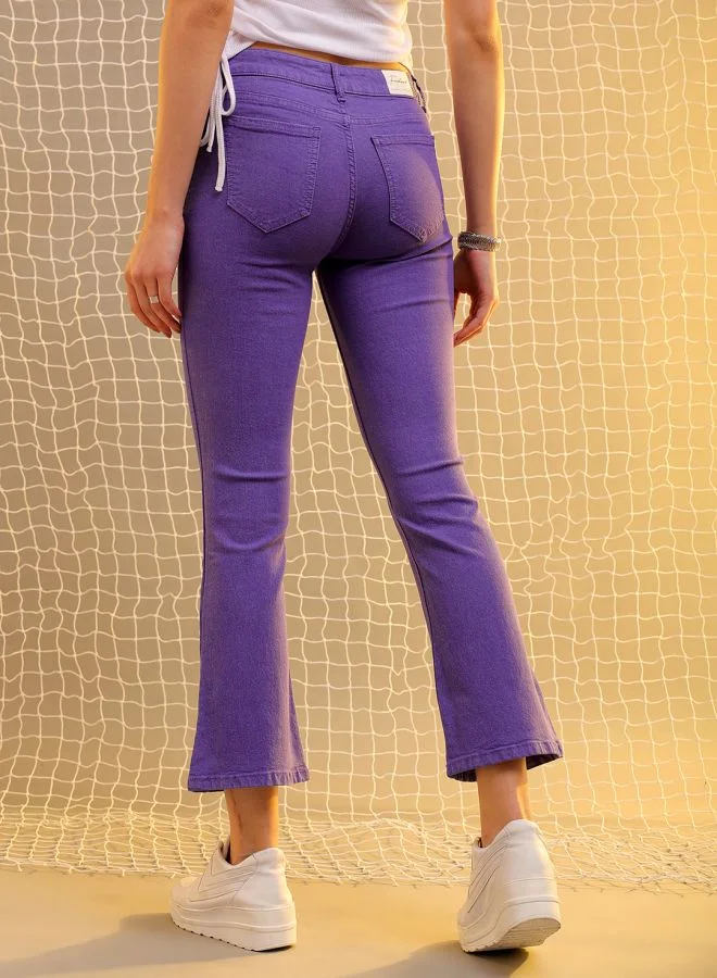 مرفوعة Women Bootcut Solid High-Rise Jeans