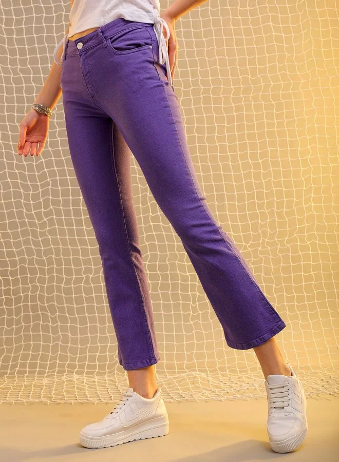 مرفوعة Women Bootcut Solid High-Rise Jeans
