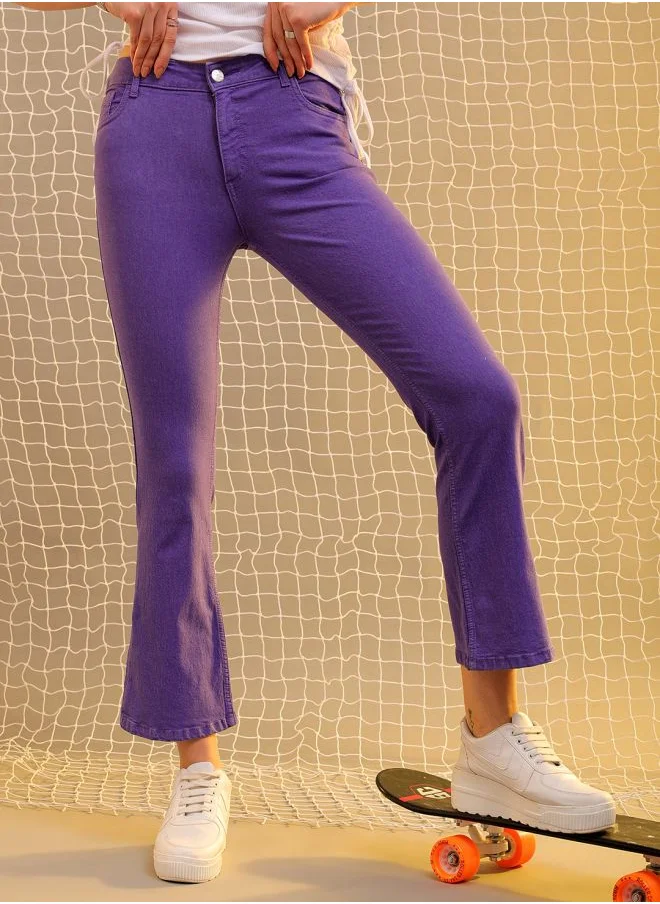 مرفوعة Women Bootcut Purple Jeans