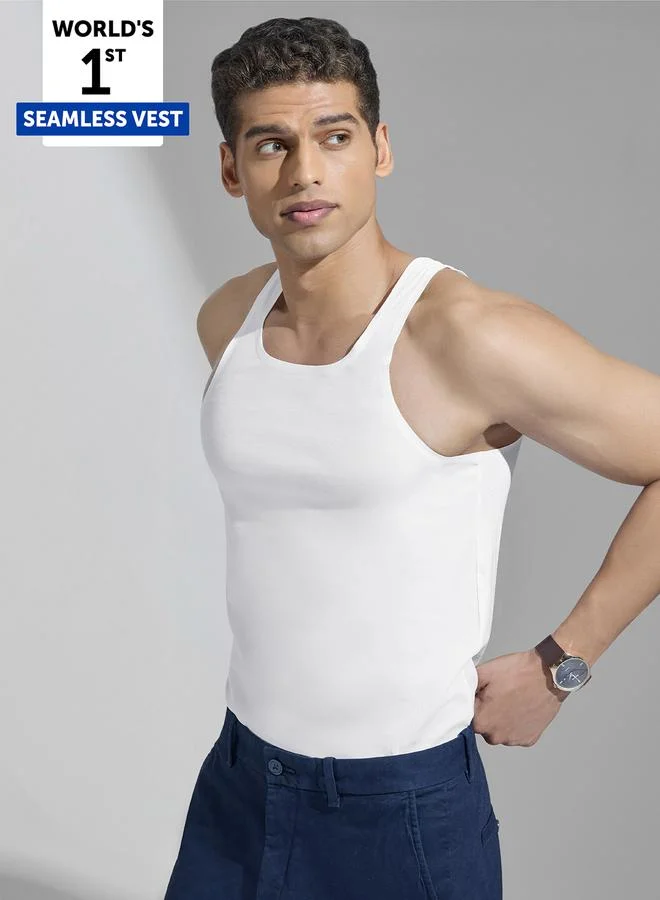 XYXX Men White Cotton Square Neck Tank