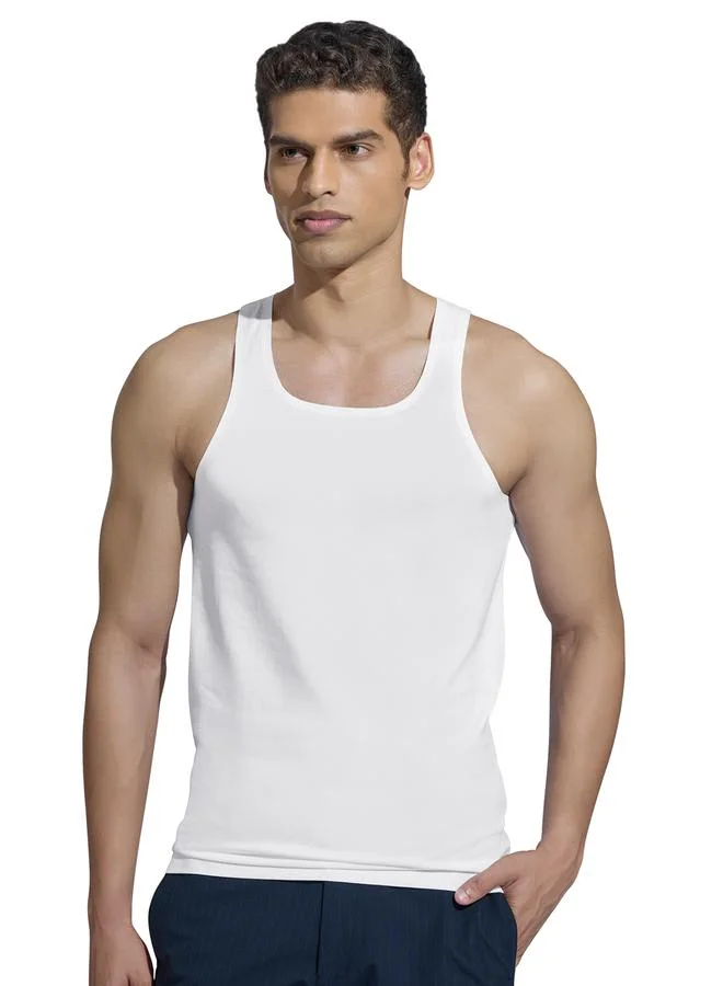 اكس واي اكس اكس كنزة تانك بيضاء قطنية بياقة مربعة