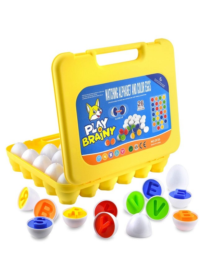 Play Brainy Play Brainy Montessori Alphabet Matching Eggs, 26 Pc. ABC Letter Set, Educational Early Learning Toys and Shape Recognition Sorter Puzzle for Toddlers and Preschool Students, Easter Gift  - Image 1