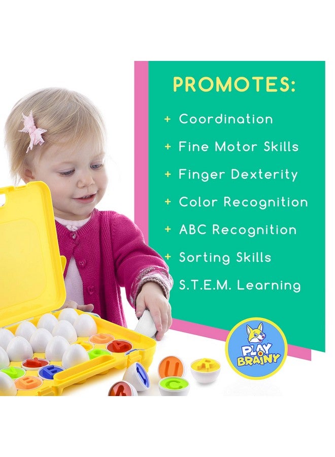 Play Brainy Play Brainy Montessori Alphabet Matching Eggs, 26 Pc. ABC Letter Set, Educational Early Learning Toys and Shape Recognition Sorter Puzzle for Toddlers and Preschool Students, Easter Gift  - Image 5