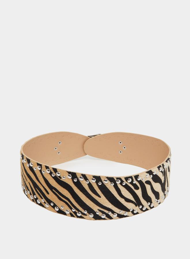 Styli Styli Zebra Print Tang Buckle Belt with Studded Detail  - Image 3