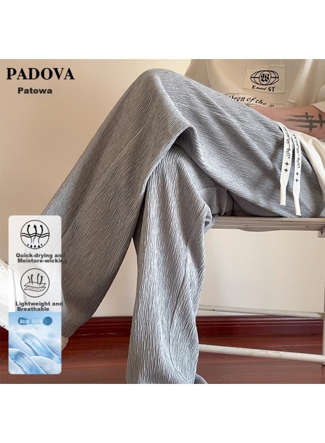 Patova Patuowa Men's Casual Pants, Spring And Summer New Style, Loose-fitting Straight-leg Trousers For Men, Light Gray, 5XL - Image 1