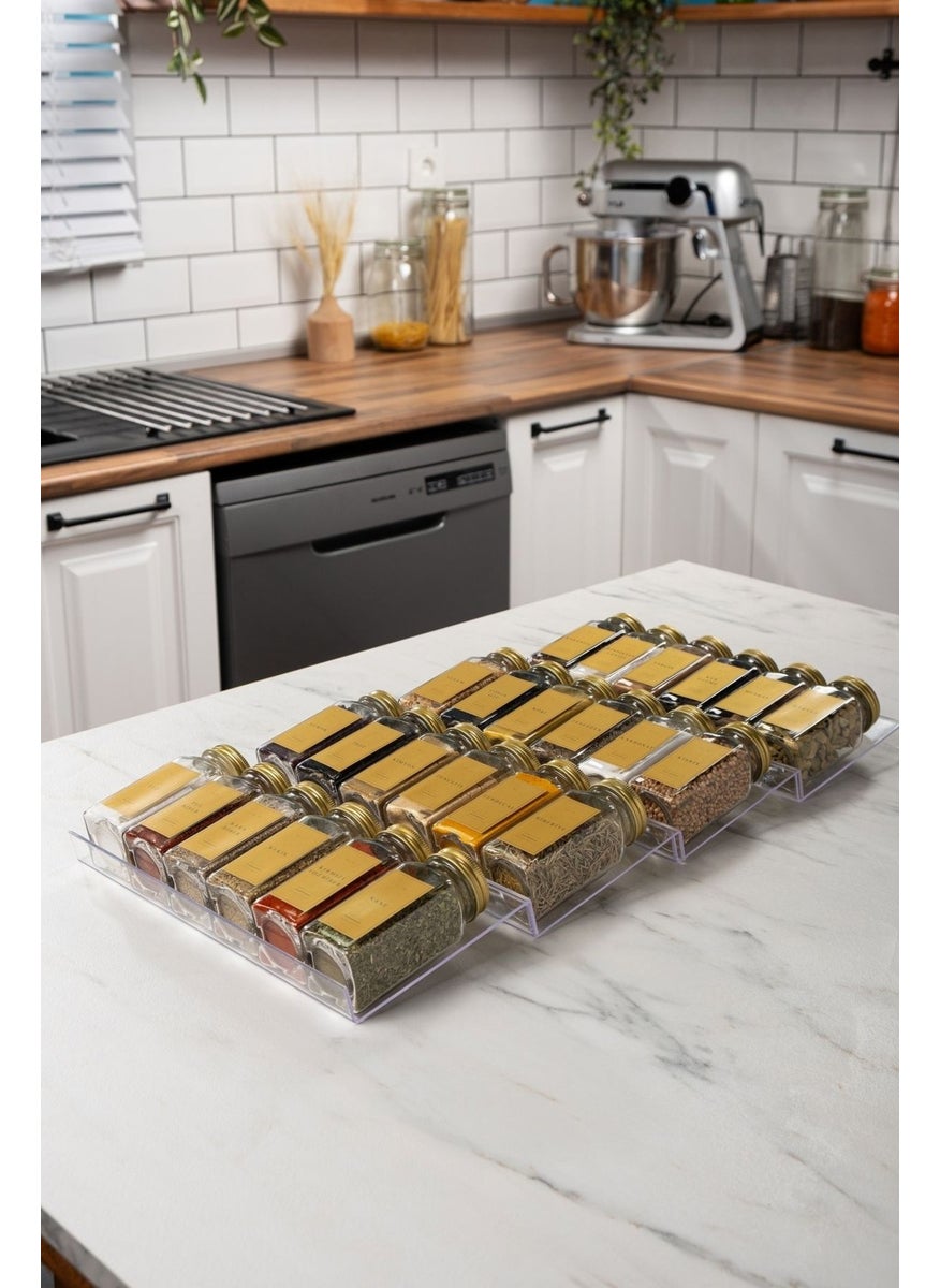 24 Piece Transparent Plexiglass Stand Glass Lid Spice Jar Set with Label Brush Funnel Pen Gift