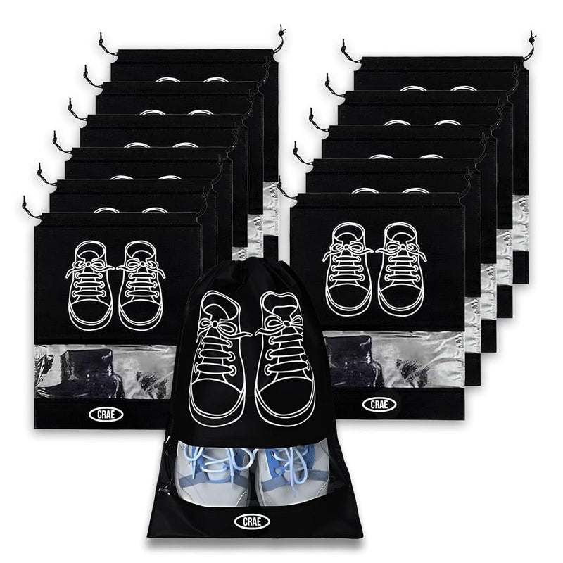 Shoes Bag for Travel & Storage Organizer for Men & Women | Travel Accessories | Shoe Organizer | Shoe Cover for Travel Essentials (Black,Pack of 12)
