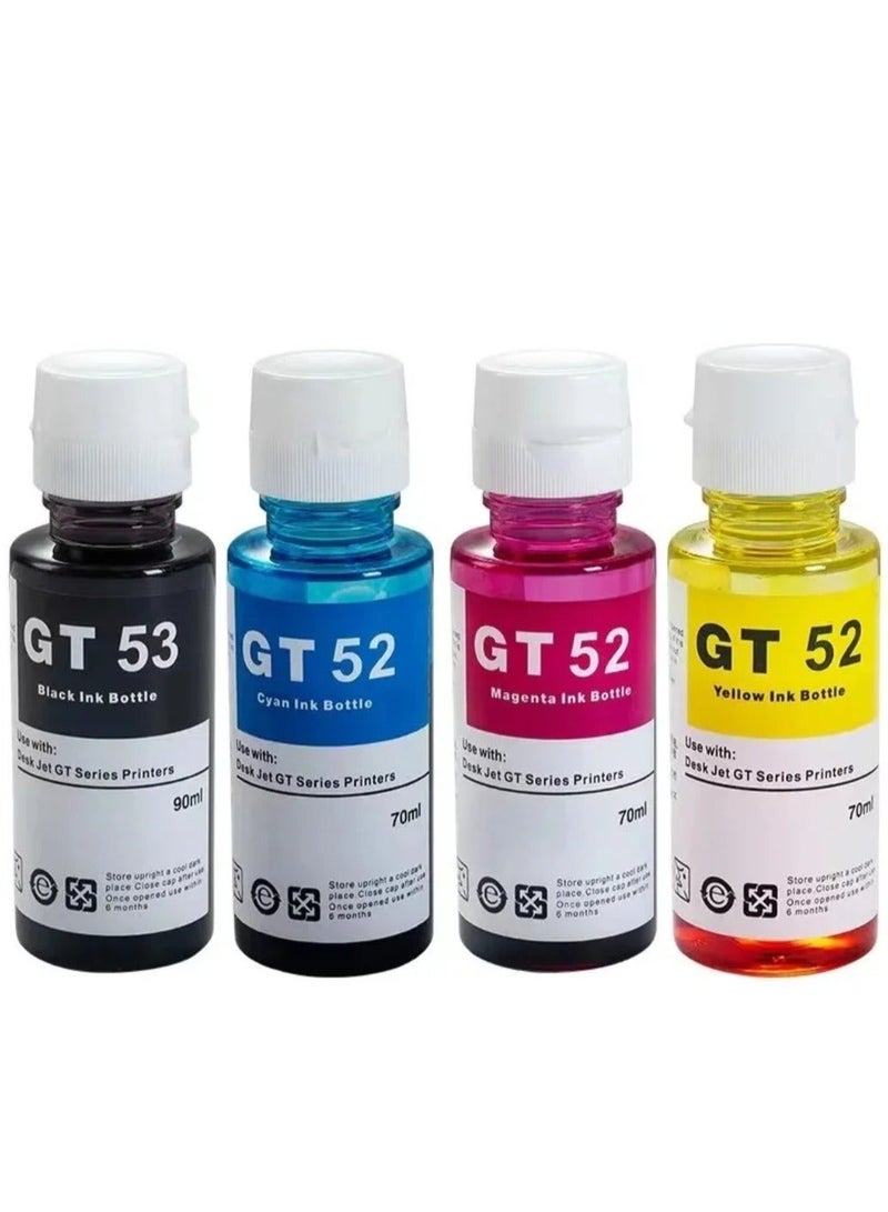 GT Ink GT53 Black GT52 Cyan GT52 Yellow GT52 Magenta inks for Compatible HP Printers 315 316 319 415 416 500 515 525 516 530 580 585 Printers. Black 90ML Color 70ML. - Image 1