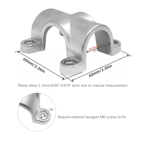 Keehui Marine Grade 316 Steel Stainless Tube Mount handrail Cross Tube Clamp for 1inch Tube 2SETS - Image 3