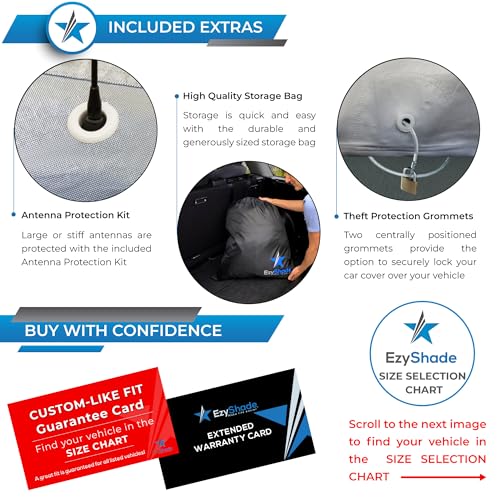 EzyShade 10-Layer Waterproof Sports Car Cover. See Vehicle Size-Chart for Accurate Fit. All Weather Outdoor Covers. Thunderbird Impala Grand Fury Classic Cars. Sun Snow Rain. Size C7 (See SizeChart) - Image 3