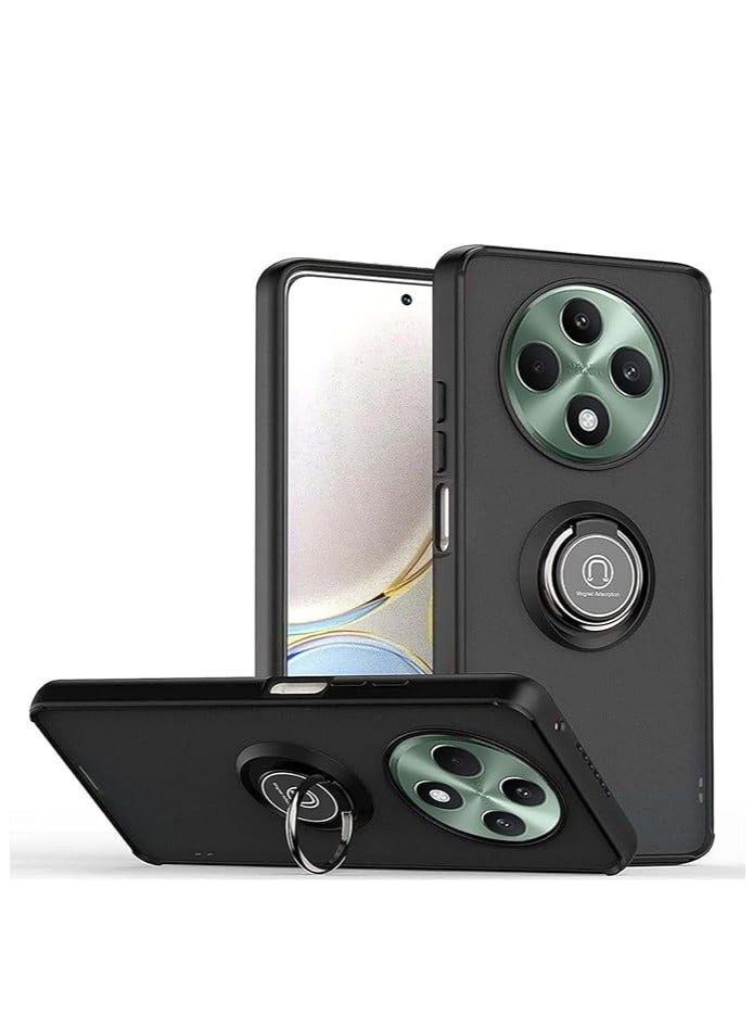 BORTONY Xiaomi Redmi 14C Rotational Metal Ring Grip Shockproof Matte Finish Kickstand Cover Magnetic Car Mount Holder Hard Back TPU Bumper Protection Case for Xiaomi Redmi 14C - Image 1