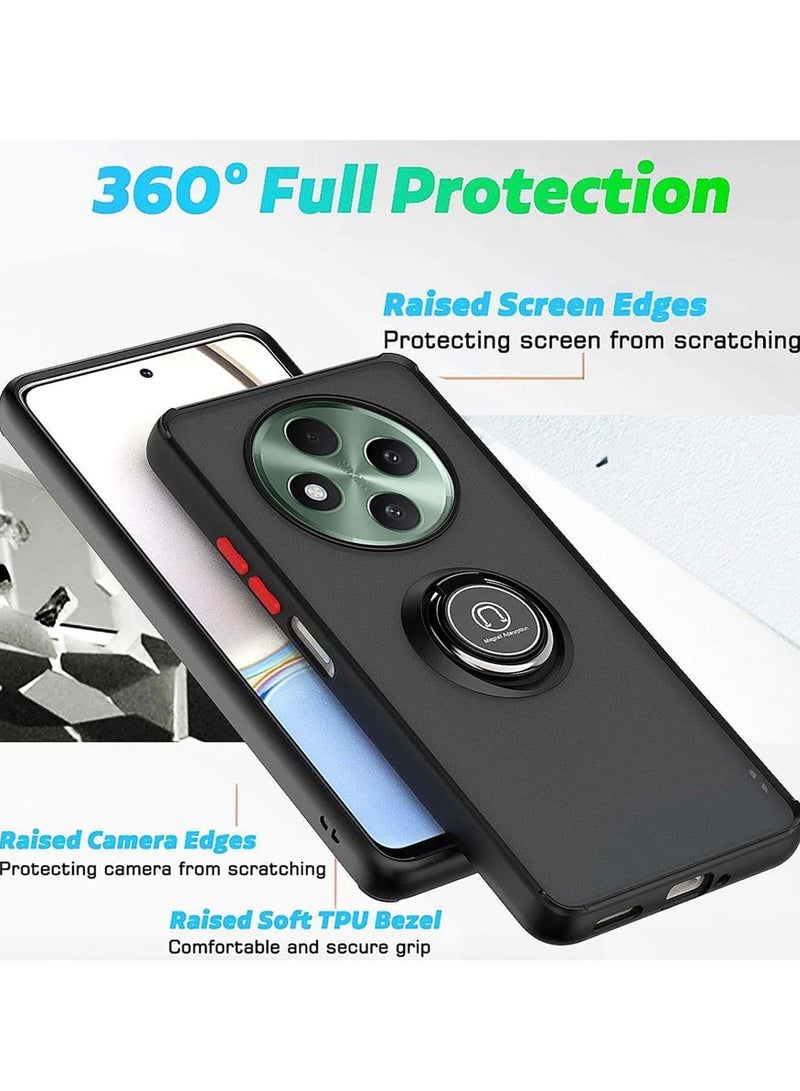 BORTONY Xiaomi Redmi 14C Rotational Metal Ring Grip Shockproof Matte Finish Kickstand Cover Magnetic Car Mount Holder Hard Back TPU Bumper Protection Case for Xiaomi Redmi 14C - Image 2