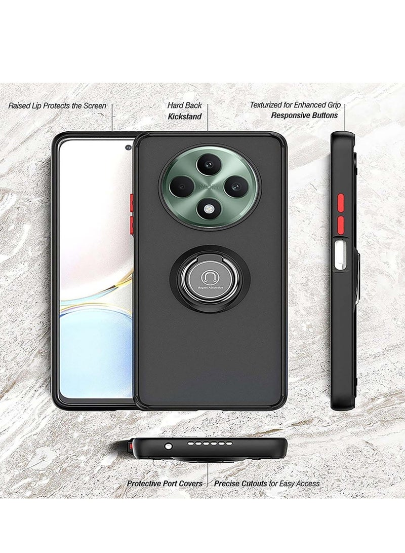 BORTONY Xiaomi Redmi 14C Rotational Metal Ring Grip Shockproof Matte Finish Kickstand Cover Magnetic Car Mount Holder Hard Back TPU Bumper Protection Case for Xiaomi Redmi 14C - Image 3