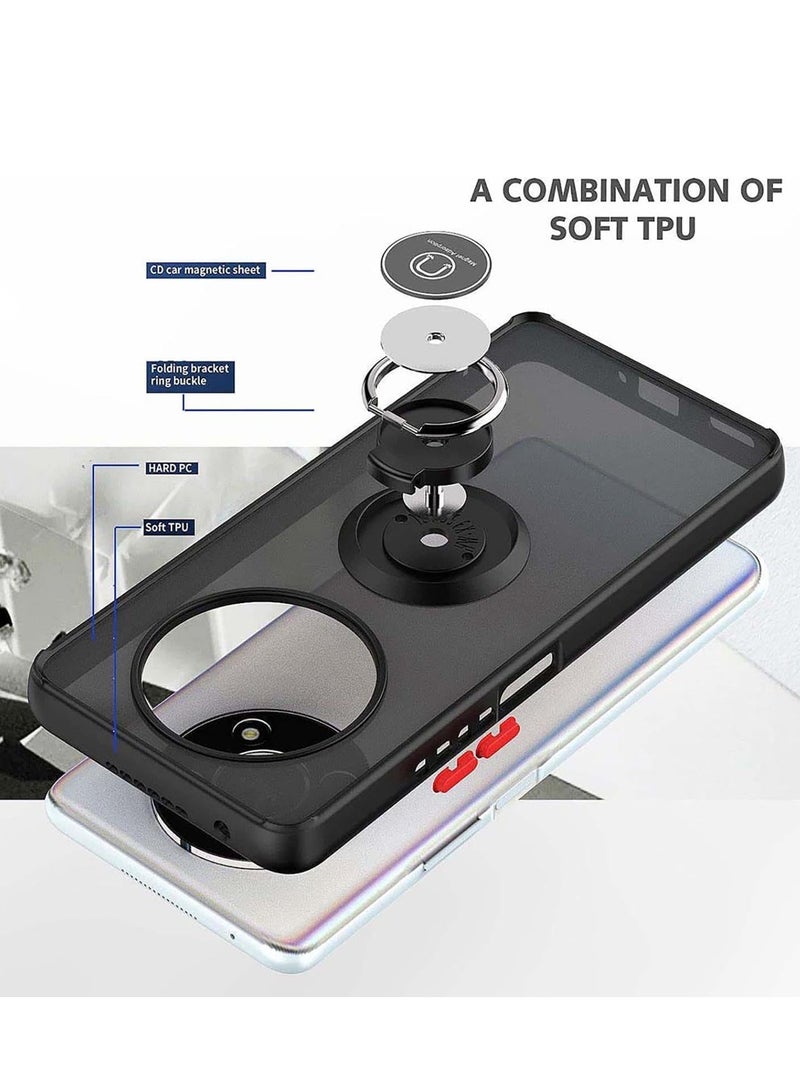 BORTONY Xiaomi Redmi 14C Rotational Metal Ring Grip Shockproof Matte Finish Kickstand Cover Magnetic Car Mount Holder Hard Back TPU Bumper Protection Case for Xiaomi Redmi 14C - Image 5