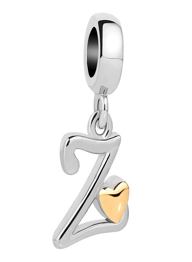 QueenCharms Initial A-Z Letter Charm Golden Heart Alphabet Dangle Beads For Bracelets & Necklaces (Z) - Image 1