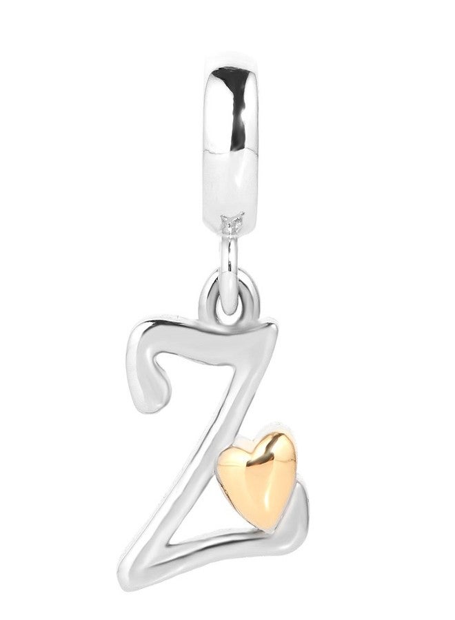 QueenCharms Initial A-Z Letter Charm Golden Heart Alphabet Dangle Beads For Bracelets & Necklaces (Z) - Image 2
