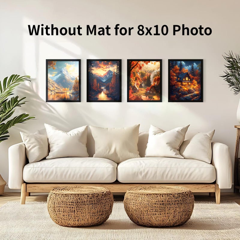 Serwrsw 8x10 Black Picture Frame with Double White Mat 4 Pack, 8 by 10 Family Wedding Frame Fits 3 Photo Sizes, with Mat for 4x6 or 5x7, without Mat for 8x10, Display on Tabletop or Wall - Image 5