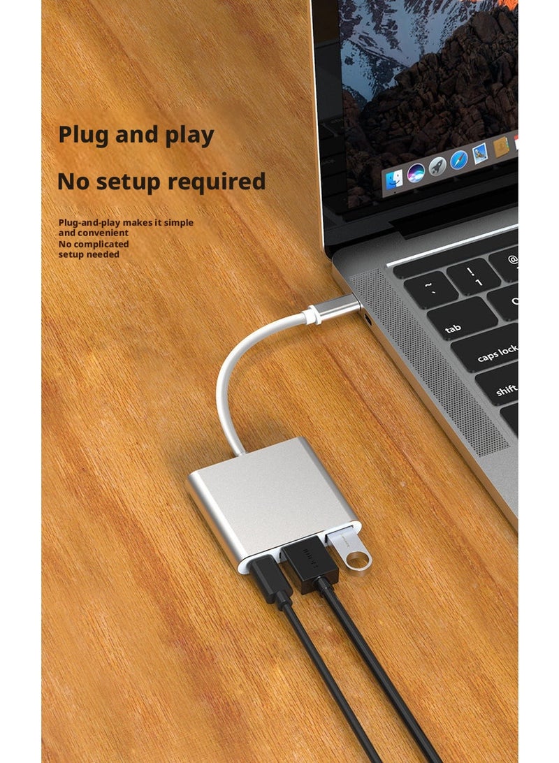 محول من النوع C إلى HDMI، موزع USB 3.0 ثلاثي الوظائف مع شحن PD، محول فيديو بدقة 4K لأجهزة الكمبيوتر المحمولة والهواتف - التوصيل والتشغيل - Image 5