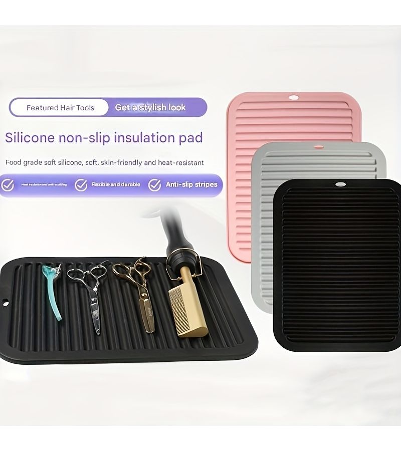 Blue Curling Iron Heat Protection Mat Flat Iron Heat Shield And Travel Friendly Storage Bag - Image 2