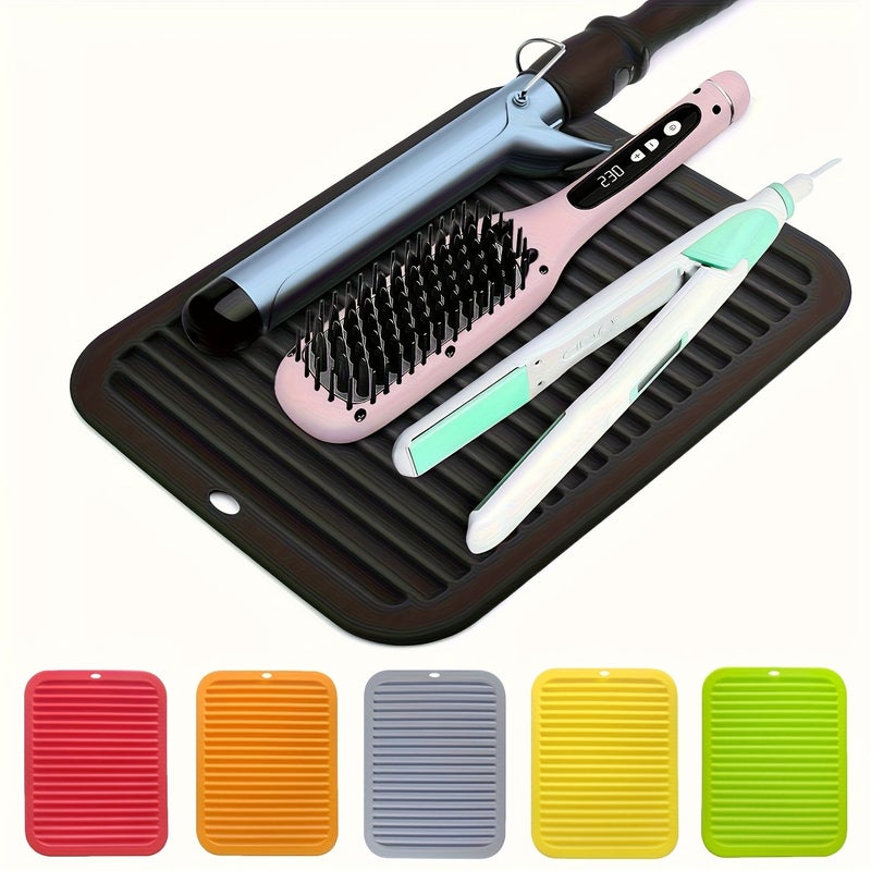 Blue Curling Iron Heat Protection Mat Flat Iron Heat Shield And Travel Friendly Storage Bag - Image 1