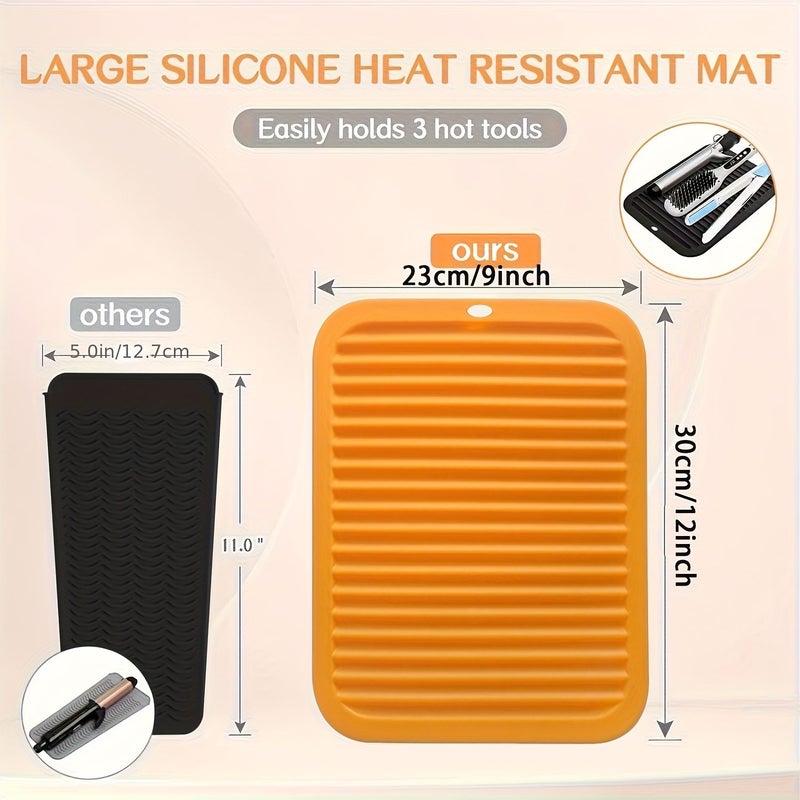Blue Curling Iron Heat Protection Mat Flat Iron Heat Shield And Travel Friendly Storage Bag - Image 4
