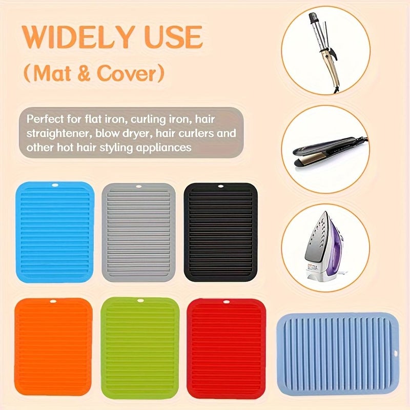 Blue Curling Iron Heat Protection Mat Flat Iron Heat Shield And Travel Friendly Storage Bag - Image 3