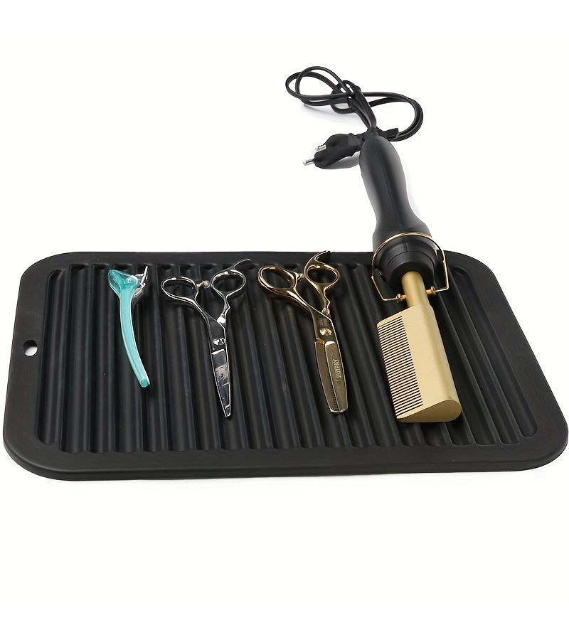 Blue Curling Iron Heat Protection Mat Flat Iron Heat Shield And Travel Friendly Storage Bag - Image 5