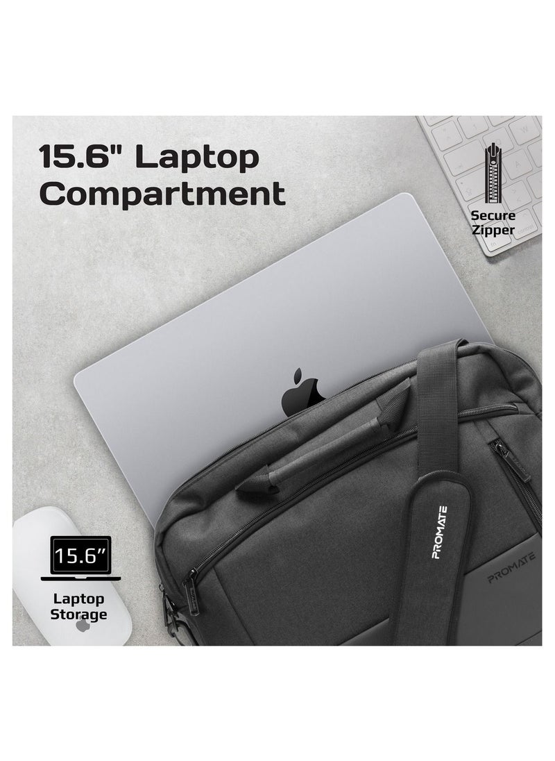 PROMATE - Messenger Bag, Lightweight 15.6-Inch Laptop Bag With Secure Zippers, Water-Resistance, Luggage Belt, Front Pocket And Multiple Compartments - Image 1